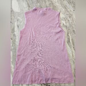 Ann Taylor Ribbed Mock Neck Sleeveless Sweater Top Pink Lilac Purple Sz S